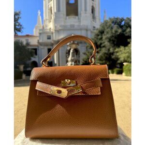 Naya Camel Italian Leather Top Handle Bags/ Shoulder Bag